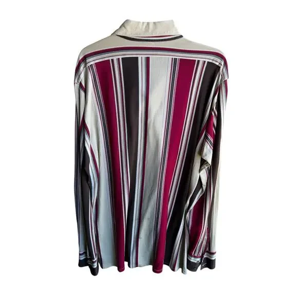 Vtg 70s Dayton’s Disco Shirt Men’s Red Gray Stripe Dagger Collar L USA 16-16.5 - Picture 6 of 11